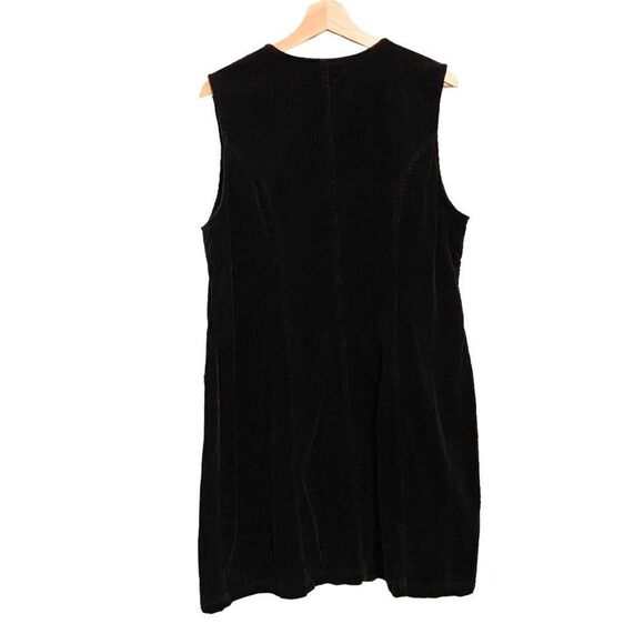 Vintage Avenue Black Corduroy Velvet Sleeveless Mini Dress in Size 14 W - Picture 2 of 6